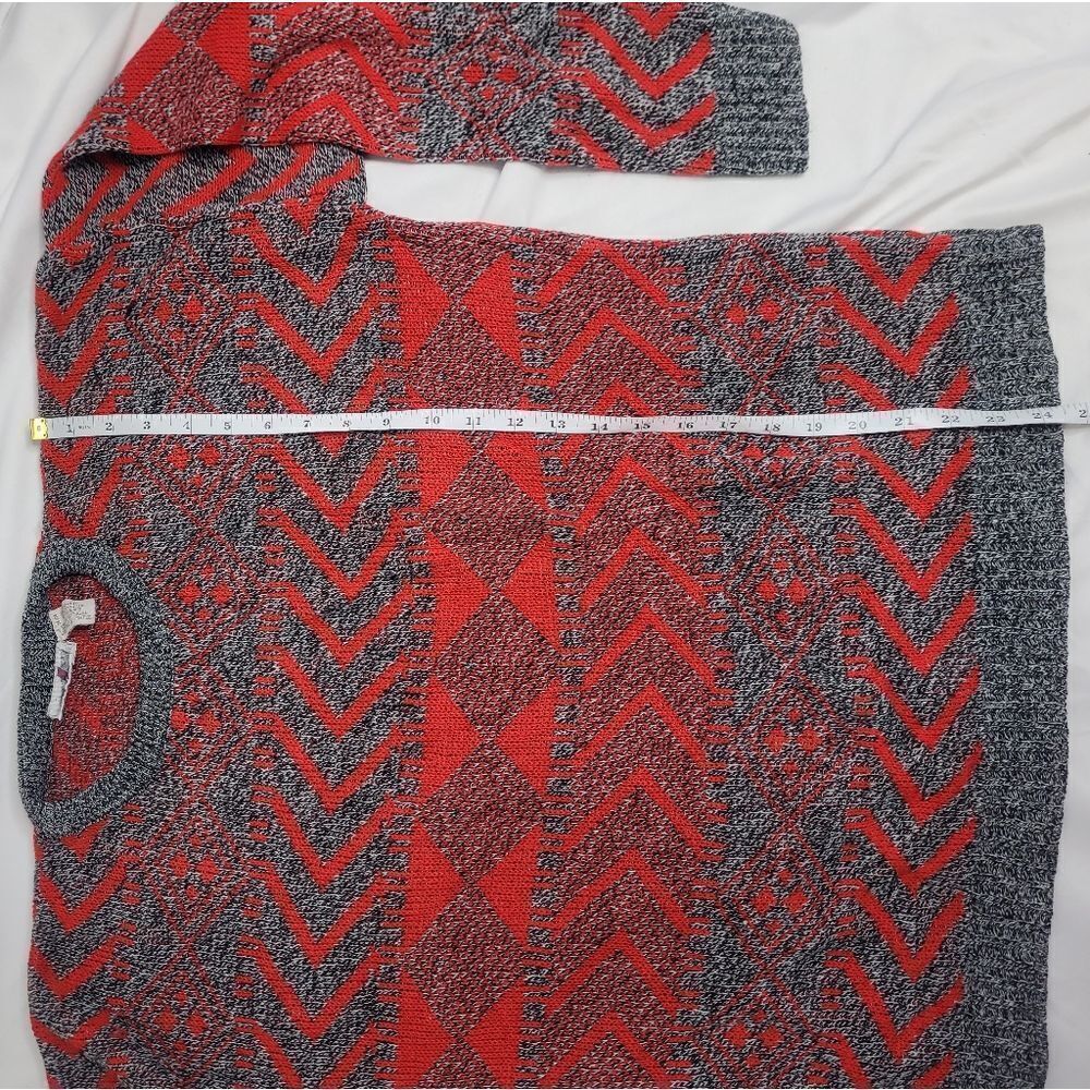 VINTAGE 90s oversized sweater red printed grandpa unisex M - Picture 6 of 6